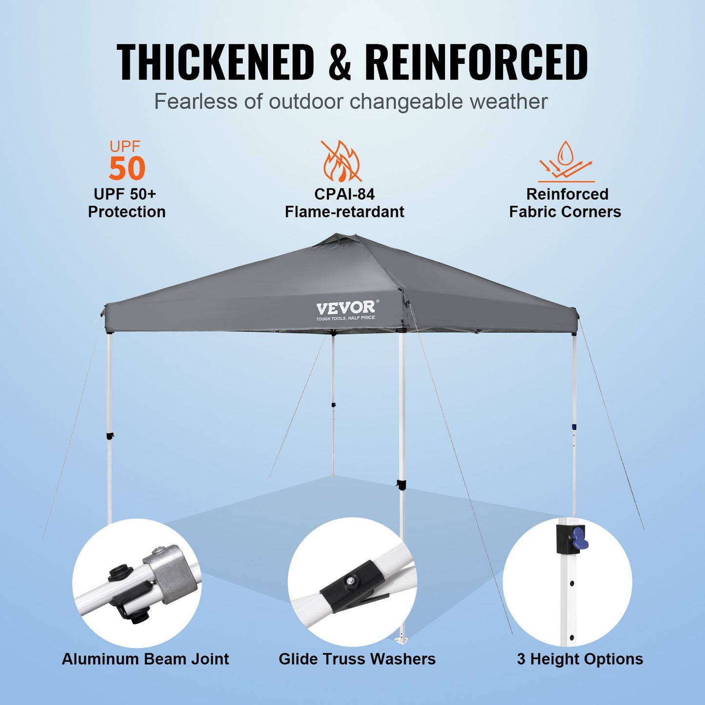 Pop Up Canopy Tent, 10 x 10 ft, 250 D PU Silver Coated Tarp, with Portable Roller Bag and 4 Sandbags, Waterproof and Sun Shelter Gazebo for Outdoor Party, Camping, Commercial Events, Dark Gray