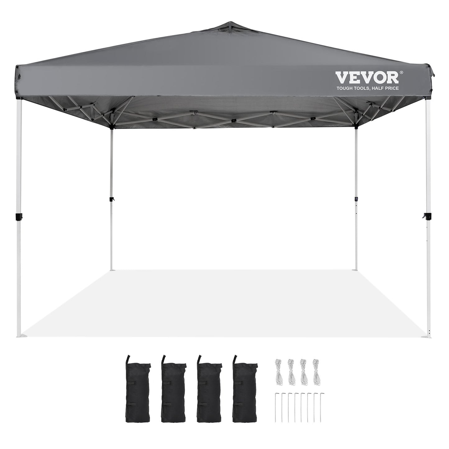 Pop Up Canopy Tent, 10 x 10 ft, 250 D PU Silver Coated Tarp, with Portable Roller Bag and 4 Sandbags, Waterproof and Sun Shelter Gazebo for Outdoor Party, Camping, Commercial Events, Dark Gray