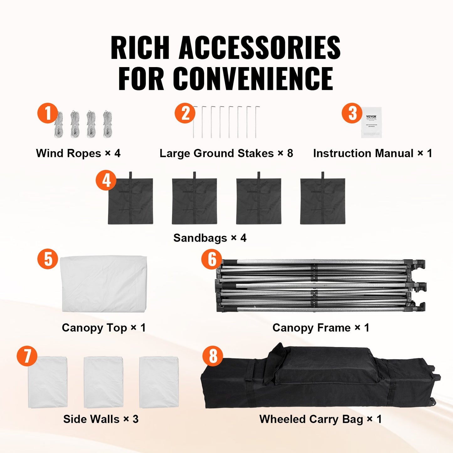 Faltpavillon, 304,8 x 304,8 cm, mit Seitenwänden und Tragetasche, Weiß