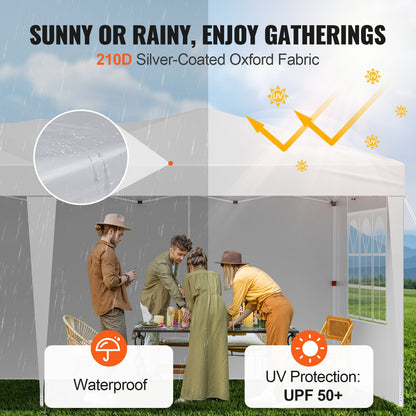 Pop Up Canopy, 5.9 x 2.96 m Instant Canopy Portable Gazebo with 3 Sidewalls & 2 Ventilated Windows, Height Adjustable Pop-Up Outdoor Shelter Tent for Events, Patio, Backyard, Party, Parking