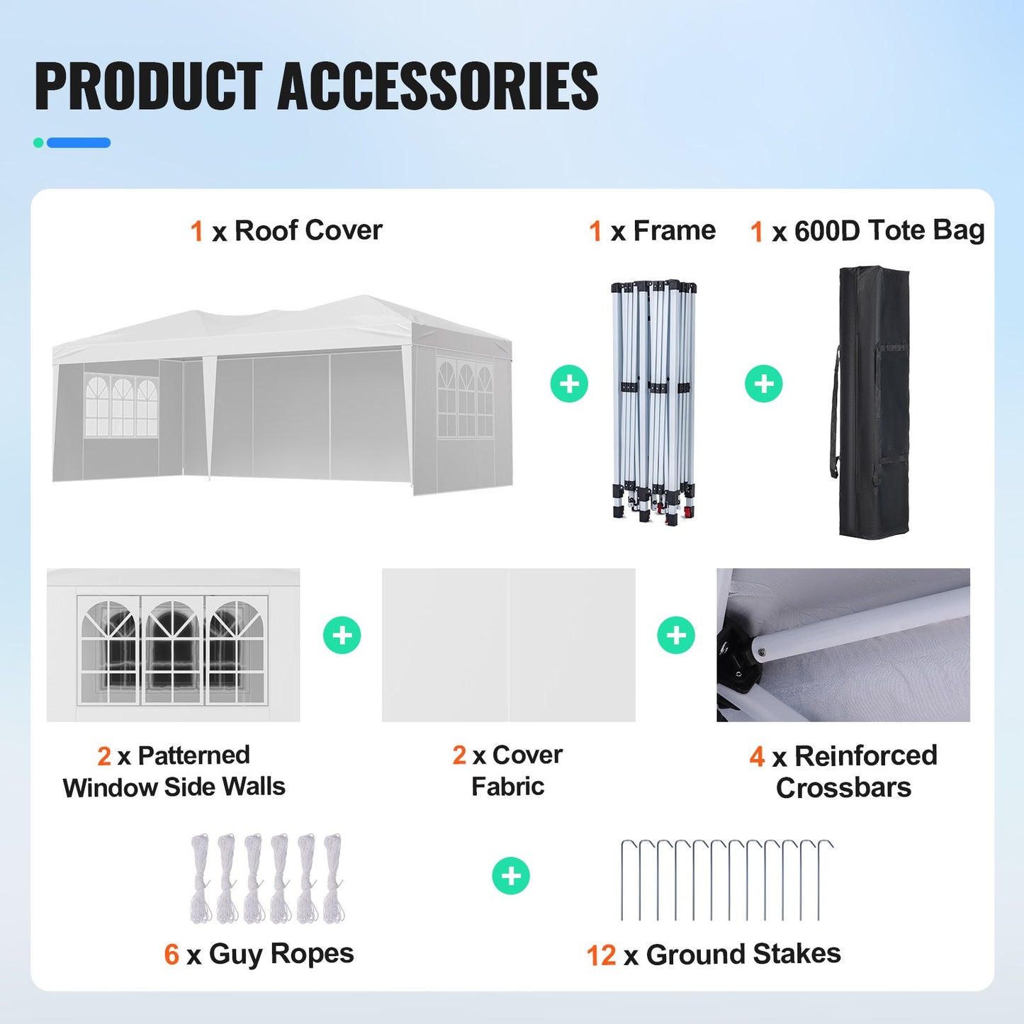 Pop Up Canopy, 5.9 x 2.96 m Instant Canopy Portable Gazebo with 3 Sidewalls & 2 Ventilated Windows, Height Adjustable Pop-Up Outdoor Shelter Tent for Events, Patio, Backyard, Party, Parking