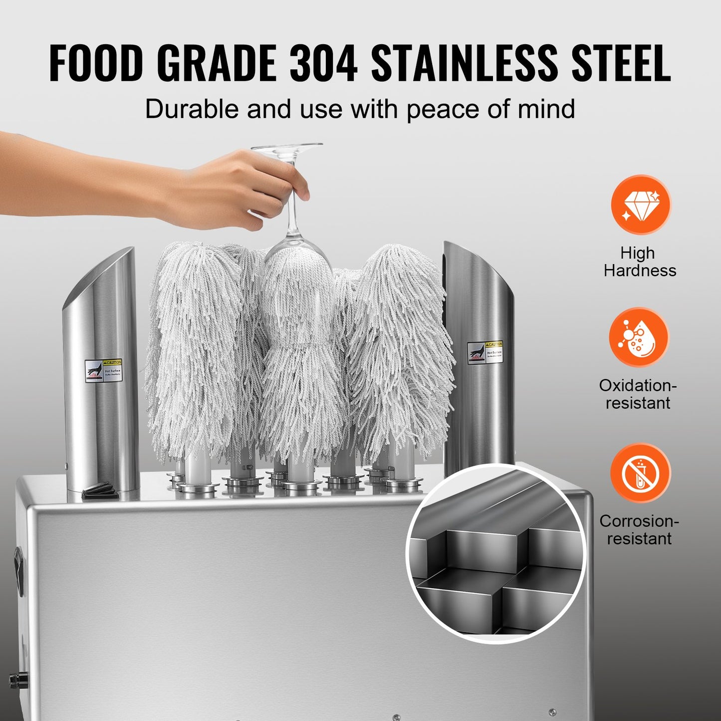 Wine Glass Polisher Machine, 8-Brush Glass Polishing Machine, 660 Cups/Hour Electric Commercial Glass Polisher for Champagne Glasses, Beer Cups, Mugs, Perfect for Bar Restaurant Kitchen