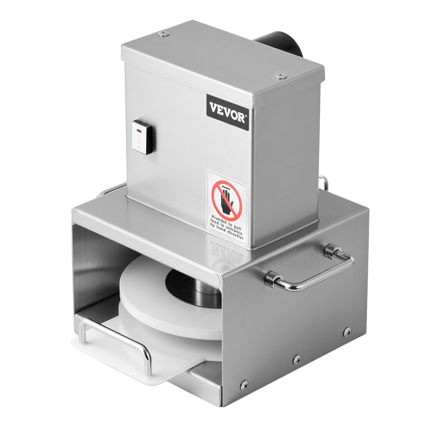 Electric Pizza Dough Press Machine, 6 inch Pizza Pastry Press Plate, Stainless Steel Bread Presser, Adjustable Thickness Commercial Forming Machine, with 100 Pcs Parchment Paper