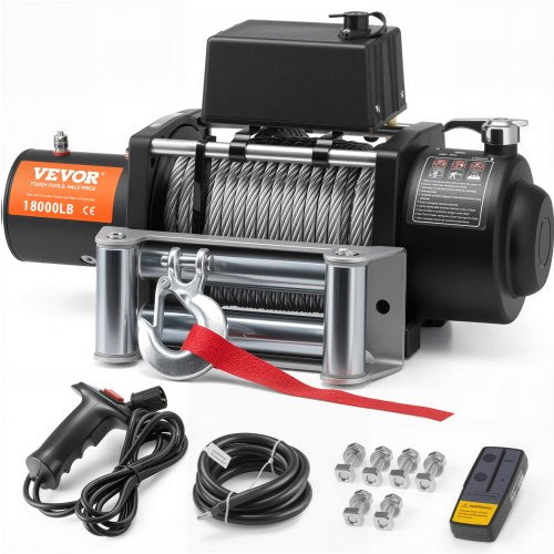 Electric Winch Truck 8,164.7 kg Steel Cable IP65 Waterproof Remote Control