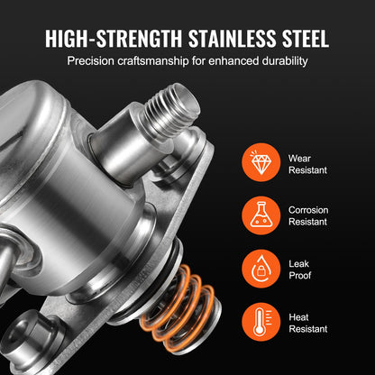 High Pressure Fuel Pump with Gasket and Bolts, Compatible with Buick LaCrosse, Regal, Verano, Chevrolet Captiva Sport, Equinox, Impala, Malibu, GMC Terrain 2010-2017 L4 2.4L, Stainless Steel