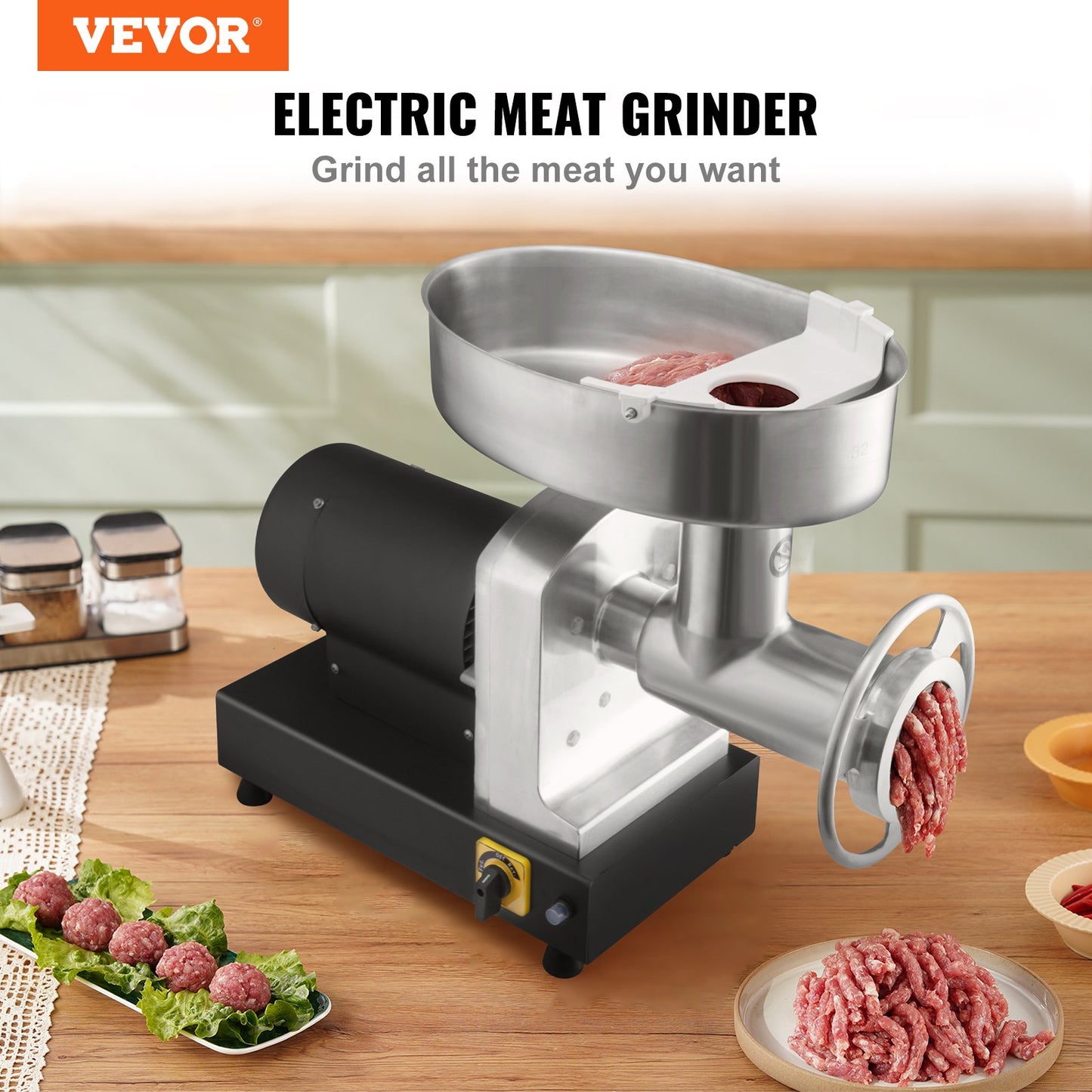 Heavy Duty Electric Meat Grinder 449.5 kg/H Capacity 1100W & Sausage Stuffer
