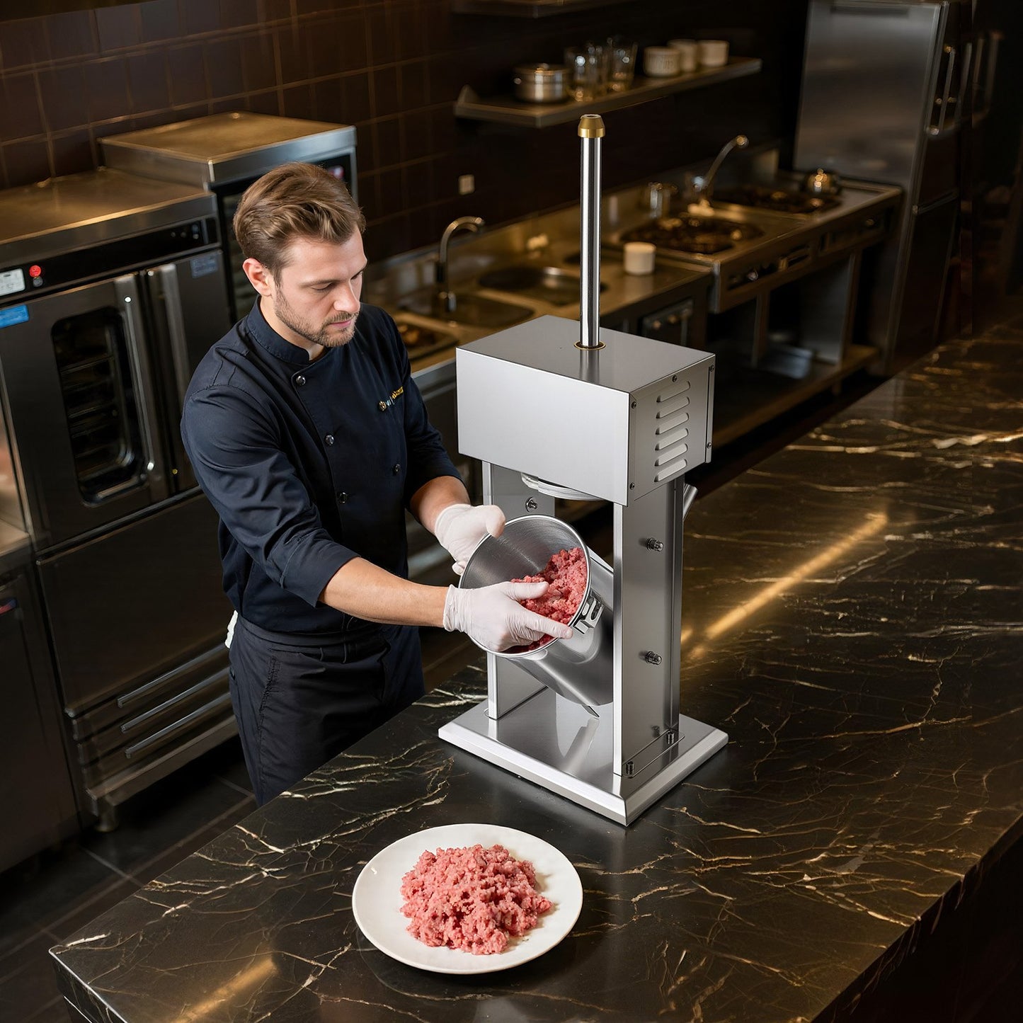 Electric Sausage Stuffer, 22 LBS / 10 L Vertical Meat Stuffer, Stepless Speed Control and Foot Pedal, Stainless Steel Heavy Duty Sausage Filler with 4 Stuffing Tubes, for Commercial & Home Use