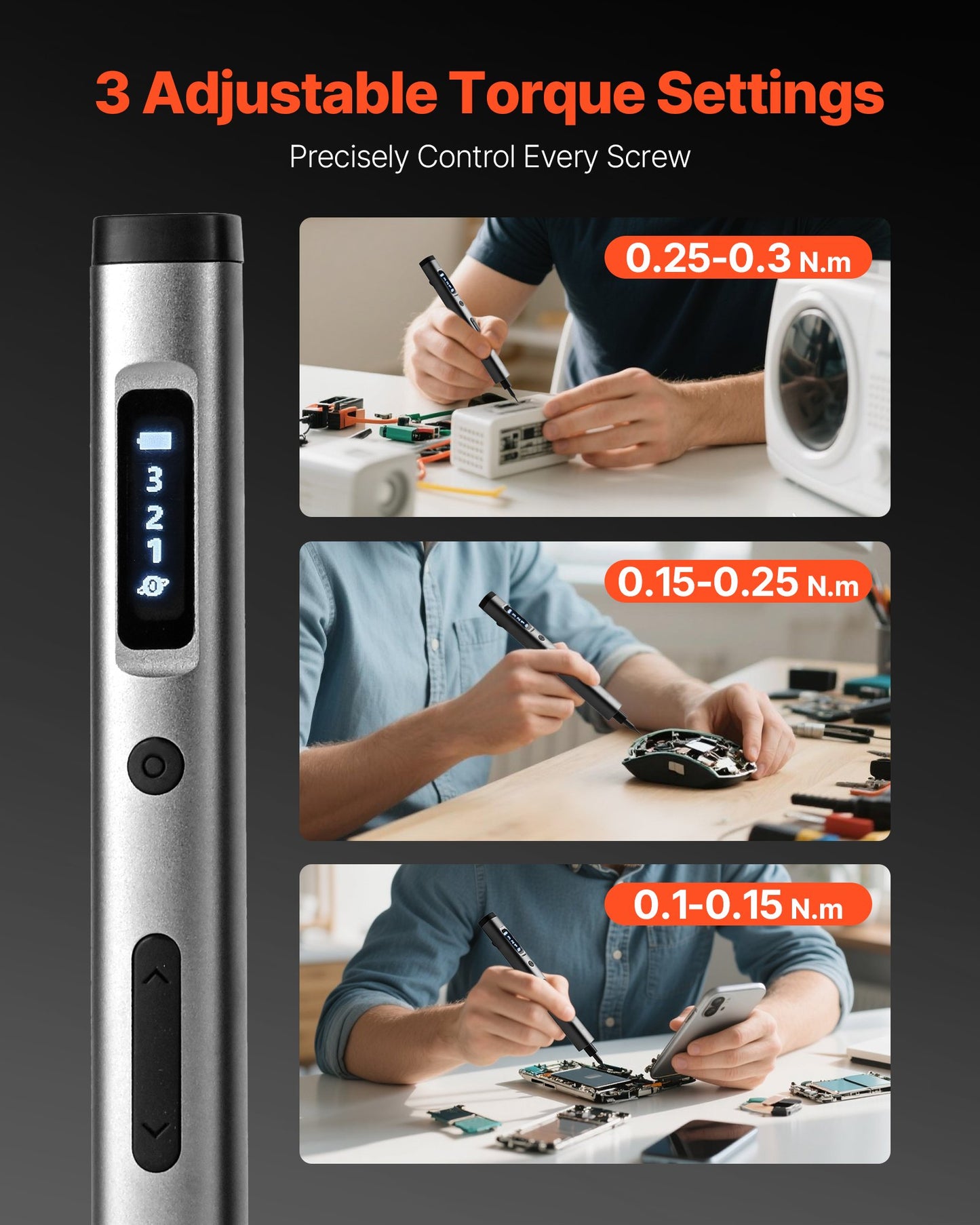 Electric Precision Screwdriver Set, 52 Magnetic Bits, Mini Electric Screwdriver with Magnetic Storage Box, S2 Steel Bits, LED Light, Type-C Charging, for Phone, Laptop, and Electronics Repair