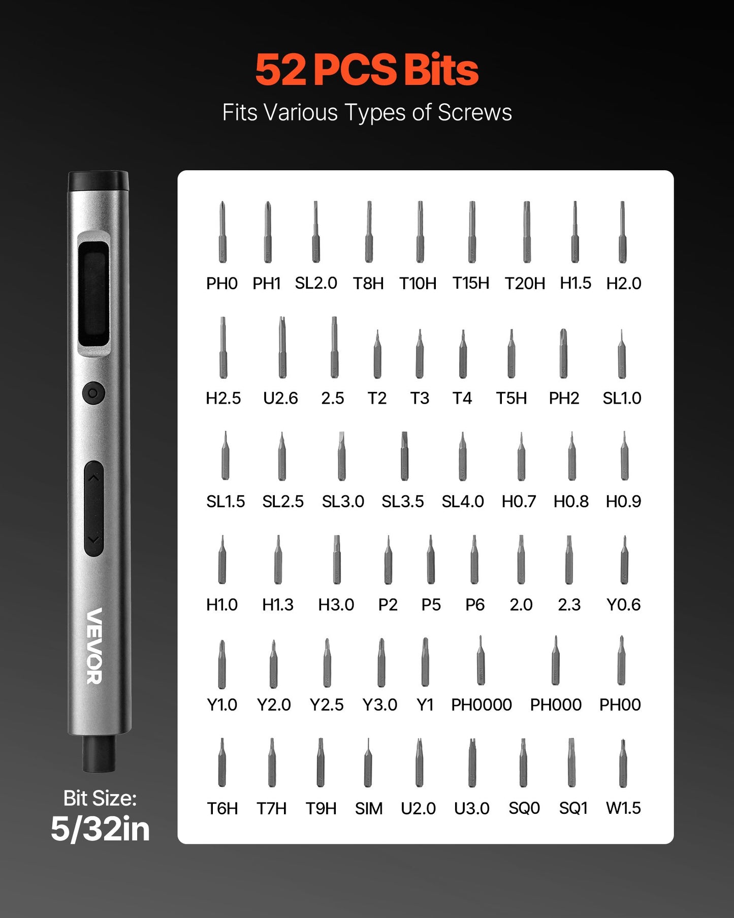 Electric Precision Screwdriver Set, 52 Magnetic Bits, Mini Electric Screwdriver with Magnetic Storage Box, S2 Steel Bits, LED Light, Type-C Charging, for Phone, Laptop, and Electronics Repair