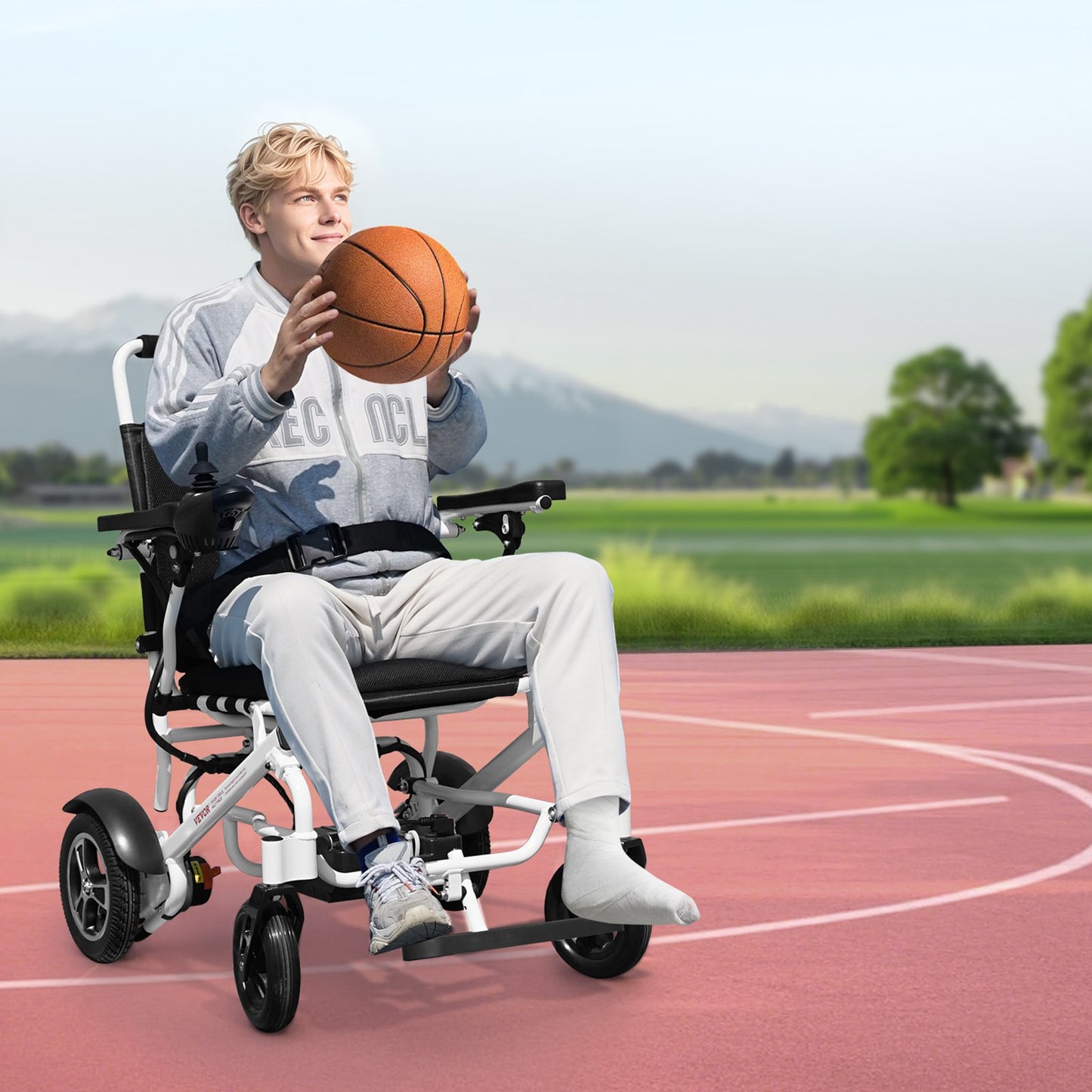 Electric Wheelchair for Adults, 136kg Capacity, Foldable & Lightweight Motorized Wheelchair, 21km Long Travel Range, All-Terrain Powered Chair, Portable 53cm Seat for Seniors & Disabled