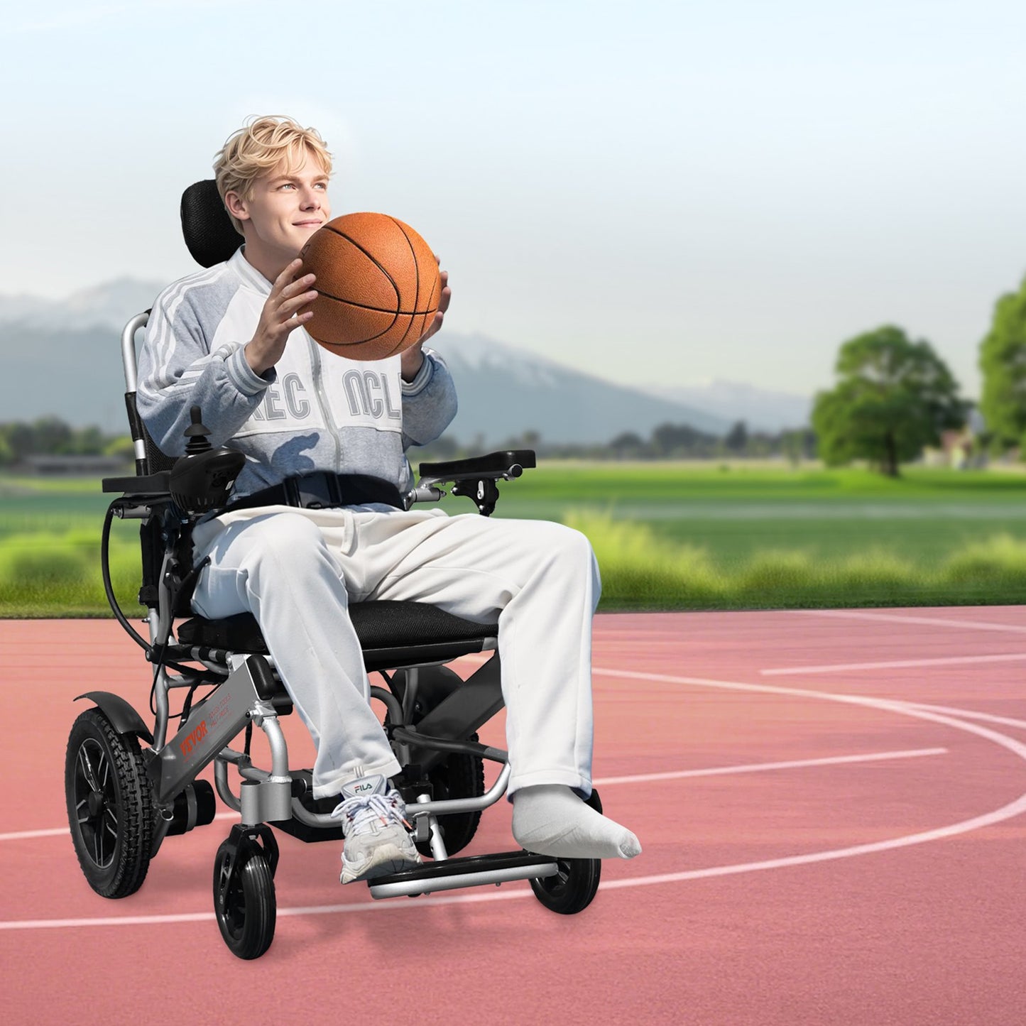 Electric Wheelchair for Adults, 136kg Capacity with Adjustable Backrest, Foldable Lightweight Motorized Wheelchair, 21km Range, All-Terrain Powered, Portable 53cm Seat for Seniors & Disabled