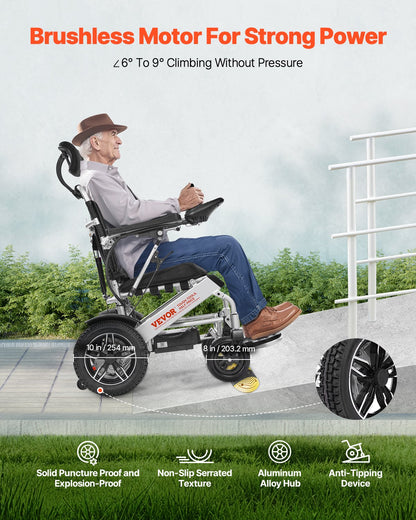 Electric Wheelchair for Adults, 136kg Capacity with Adjustable Backrest, Foldable & Lightweight Motorized Wheelchair, 21km Range, All-Terrain Powered Chair, Portable for Seniors & Disabled
