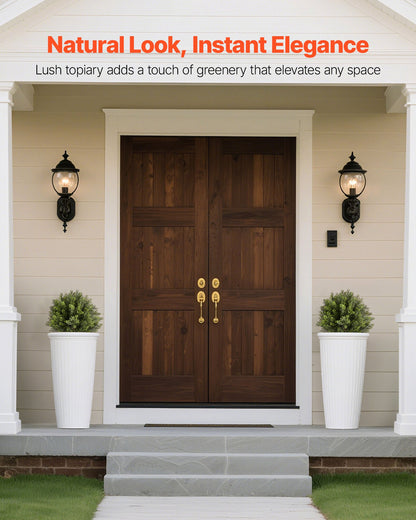 Artificial Topiary Cypress Trees with Ground Spike, 2 Set 406mm Faux Shrubs & Bushes Potted Plants, Fake Silk Tree Look Real for Decor Front Porch Outdoor Indoor Patio Garden Balcony Backyard