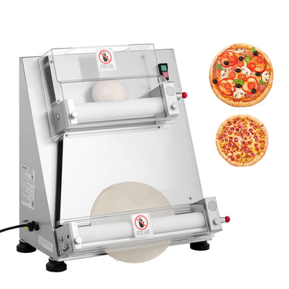 Pizza Dough Roller Sheeter, 3-16 Inch Semi-automatic Stainless Steel Pizza Press, Commercial Electric 390W Pasta Maker Machine, 260 pcs Per Hour, Adjustable Thickness, with Dough Press Lid