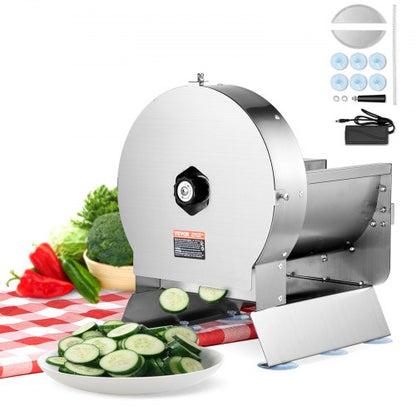 Electric Vegetable Slicer, 0-0.5"/0-12mm Thickness Adjustable Commercial Slicer Machine, Convertible to Manual, Stainless Steel Food Cutter Slicing Machine, for Potato, Lemon, Tomato, Apple