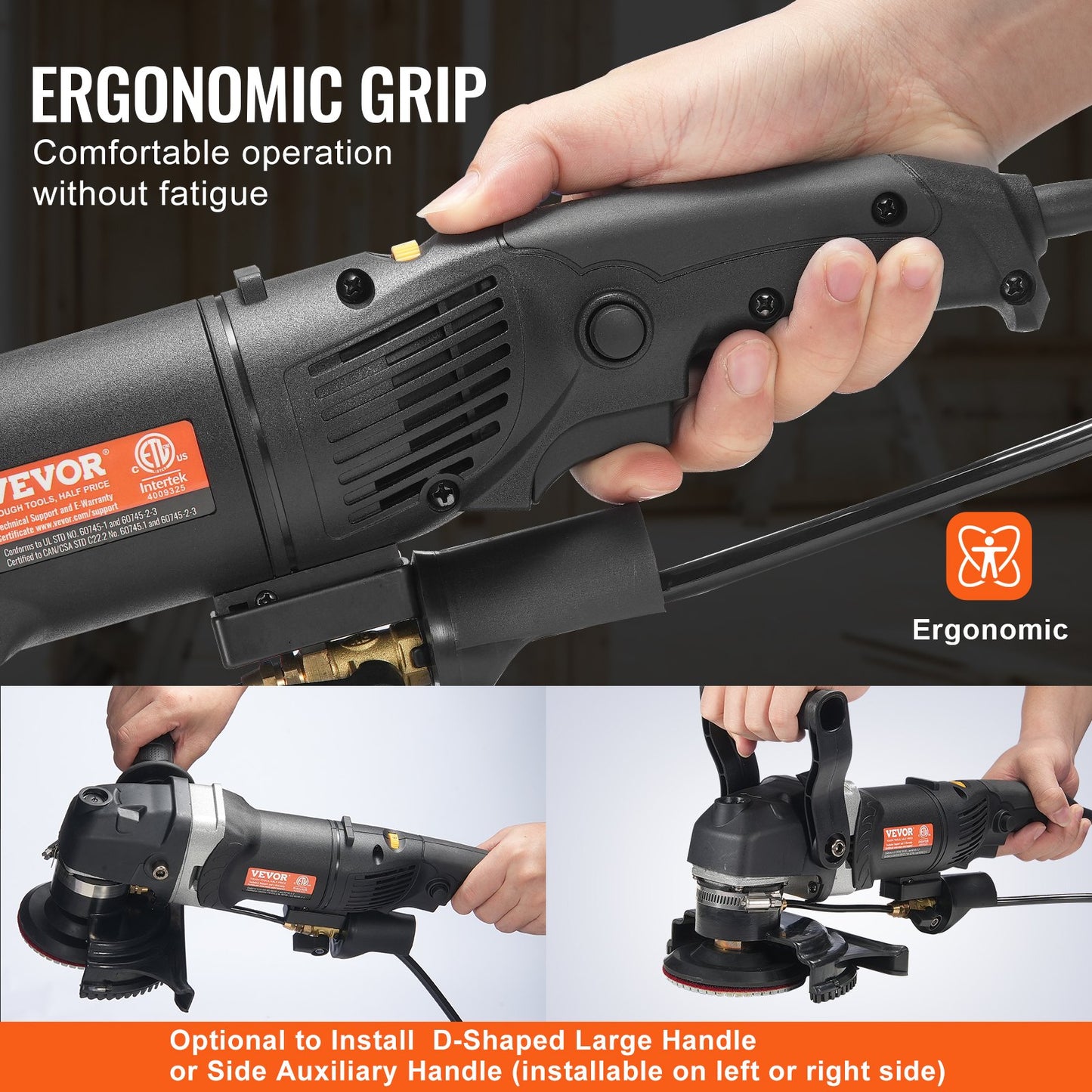 Wet Polisher 800W, 4" Concrete Grinder with 6 Variable Speed and 7 Polishing Kits, Wet Grinder Machine for Marble, Granite, Stone, Rock, Tile, Equipped with a GFCI Switch, (700 - 3000 RPM)