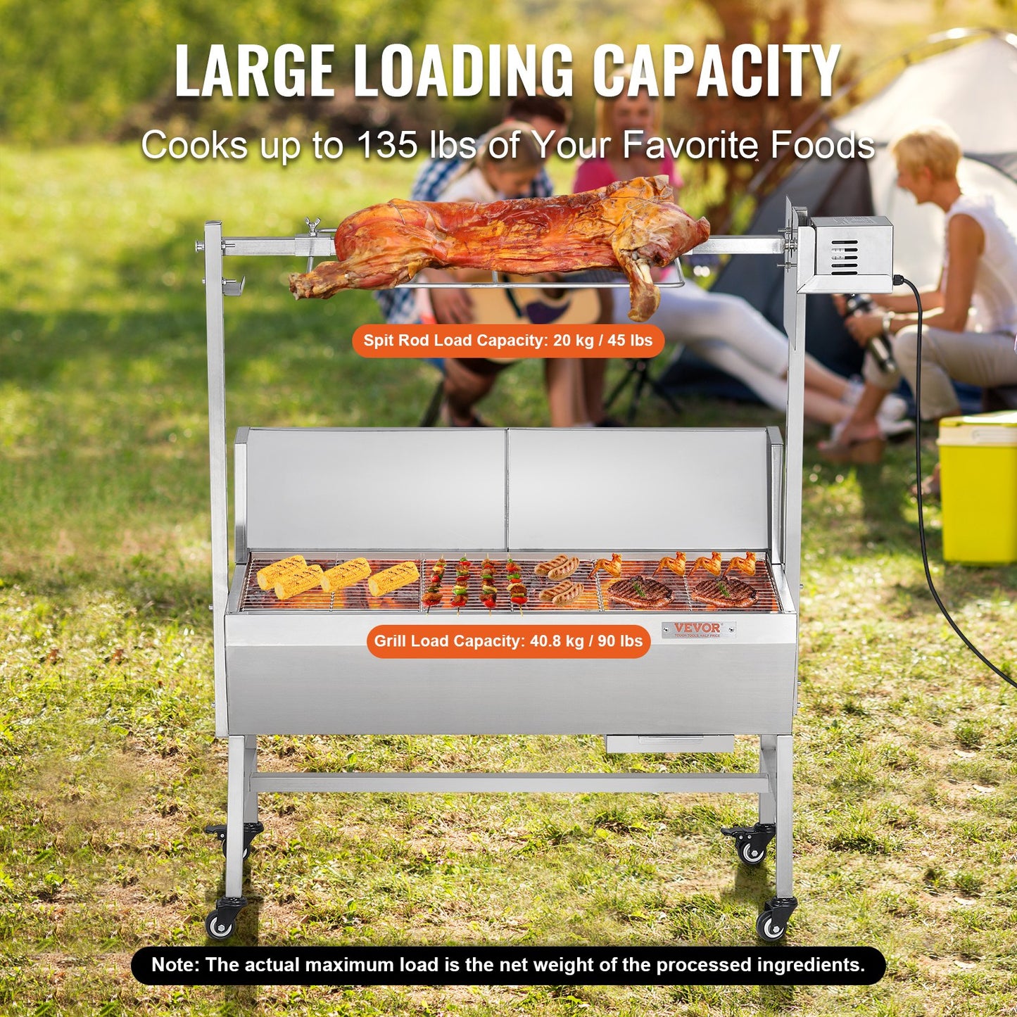 Roaster Spit Rotisserie BBQ Grill Pig Lamb Chicken Roaster 42W 61.2 kg