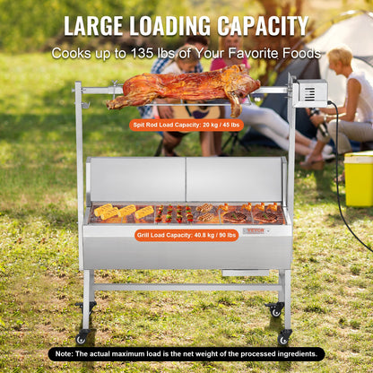 Roaster Spit Rotisserie BBQ Grill Pig Lamb Chicken Roaster 42W 61.2 kg