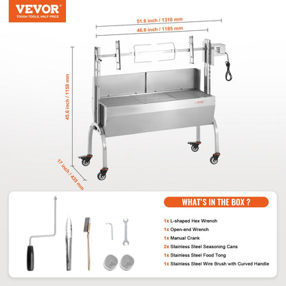 Roaster Spit Rotisserie BBQ Grill Pig Lamb Chicken Roaster 52W 89.8 kg