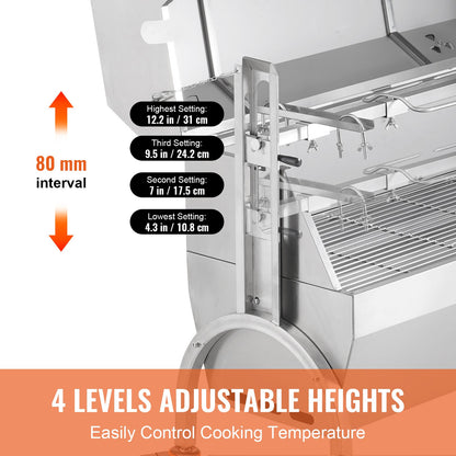 Roaster Spit Rotisserie BBQ Grill Pig Lamb Chicken Roaster 52W 89.8 kg