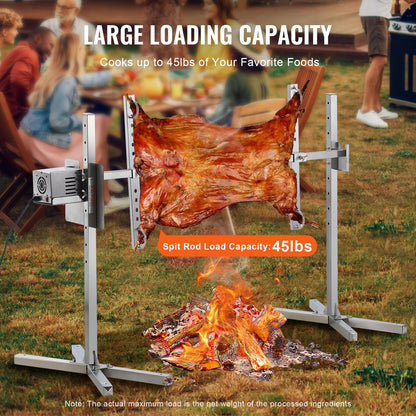 116.8 cm Electric BBQ Rotisserie Grill Kit Stainless Steel Grill 40.8 kg Pig Lamb