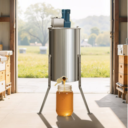 Electric Honey Extractor, 3 Frame Honey Spinner with Transparent Lid, 140W Stainless Steel Honeycomb Drum Spinner, Height Adjustable, Honeycomb Extraction Equipment for Beekeeping