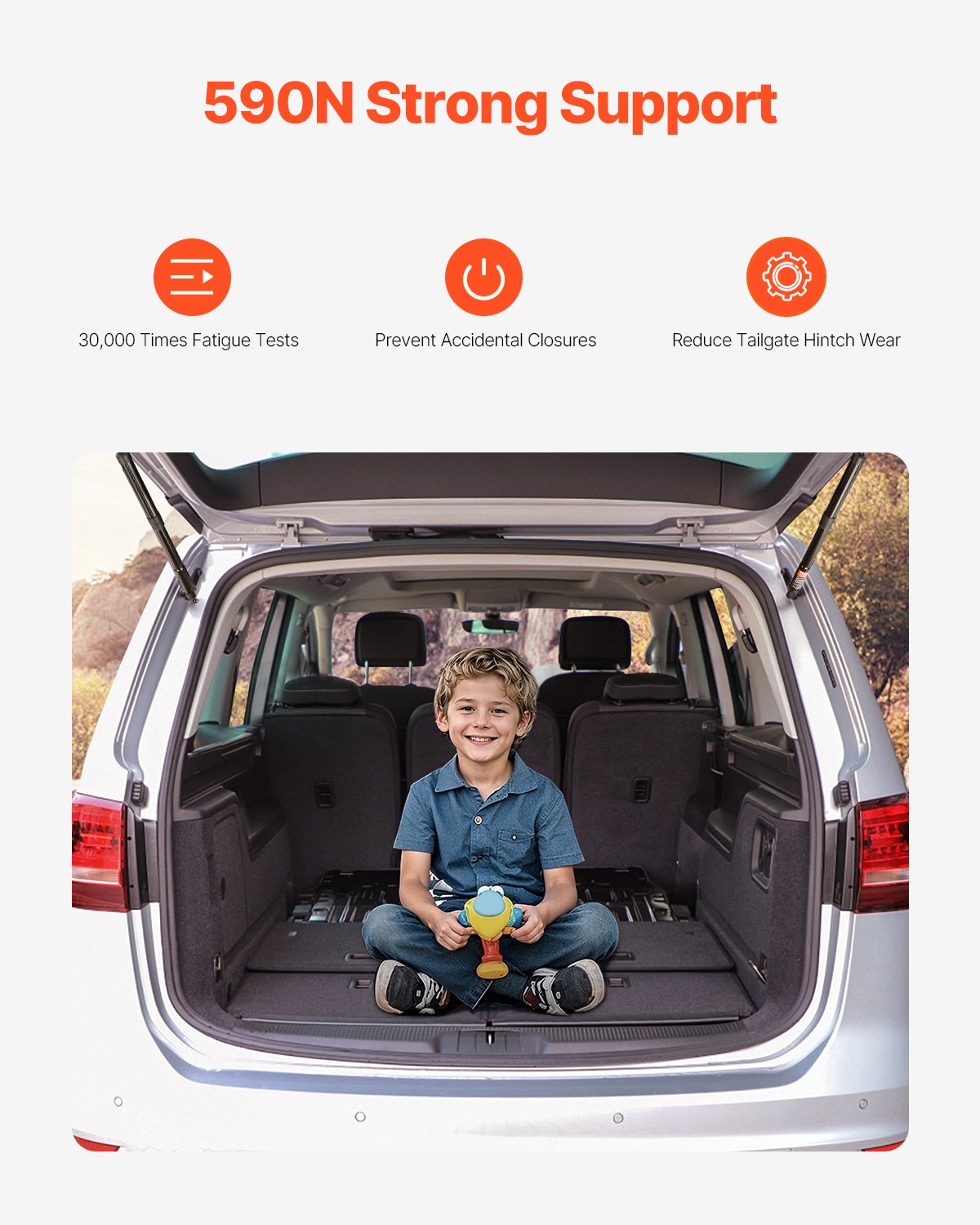 Rear Left & Right Tailgate Power Lift Support, Compatible with 2010-2023 VW Sharan (7N,7N1,7N2), Electric Tailgate Liftgate Power Hatch Shock Strut Replace OE# 7N0827851E 7N0827851G (2PCS)