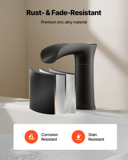 Roman Tub Faucet, 3 Hole Waterfall Bathtub Faucet, Zinc Alloy Bath Tubs Faucets Set with 2 Handles, Roman Tub Faucets Deck Mount for Pet Washing, Adult Bathing, Matte Black, Temperature Control