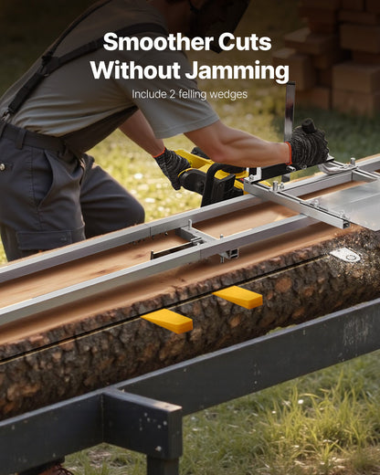 Rail Mill Guide System, 3.66 m 4 Crossbar Chainsaw Mill Kits, Aluminum Saw Milling Rails System Works with Chainsaw, 2 Wedges, Adjustable Rail Milling Guide Kit for Builders Woodworkers