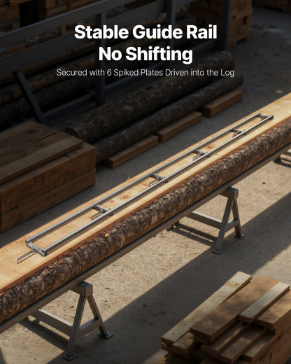 Rail Mill Guide System, 4.57 m 6 Crossbar Chainsaw Mill Kits, Aluminum Saw Milling Rails System Works with Chainsaw, 4 Wedges, Adjustable Rail Milling Guide Kit for Builders Woodworkers