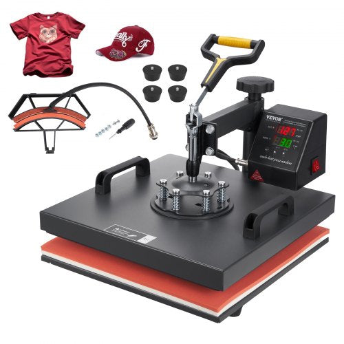 Heat Press Machine, 15x15inch / 38x38cm, 2IN1 Clamshell Sublimation Transfer Printer with Teflon Coating, Digital Precise Heat Control, Powerpress for T-shirts Hats Caps