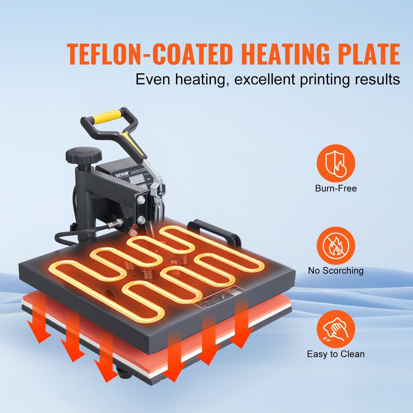 Heat Press Machine, 15x15inch / 38x38cm, 2IN1 Clamshell Sublimation Transfer Printer with Teflon Coating, Digital Precise Heat Control, Powerpress for T-shirts Hats Caps