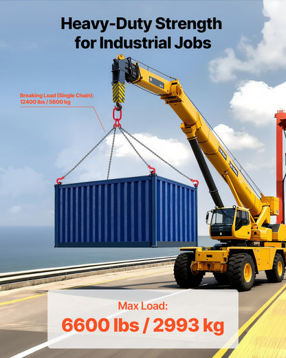 Chain Sling, 6.3mm x 1.5 m Lifting Chains with 4 Leg Grab Hooks,Heavy Duty G80 Alloy Steel Lifting Sling, 2993kg Capacity, Adjustable Engine Chain Hoist Lifts for Cargo Security Towing