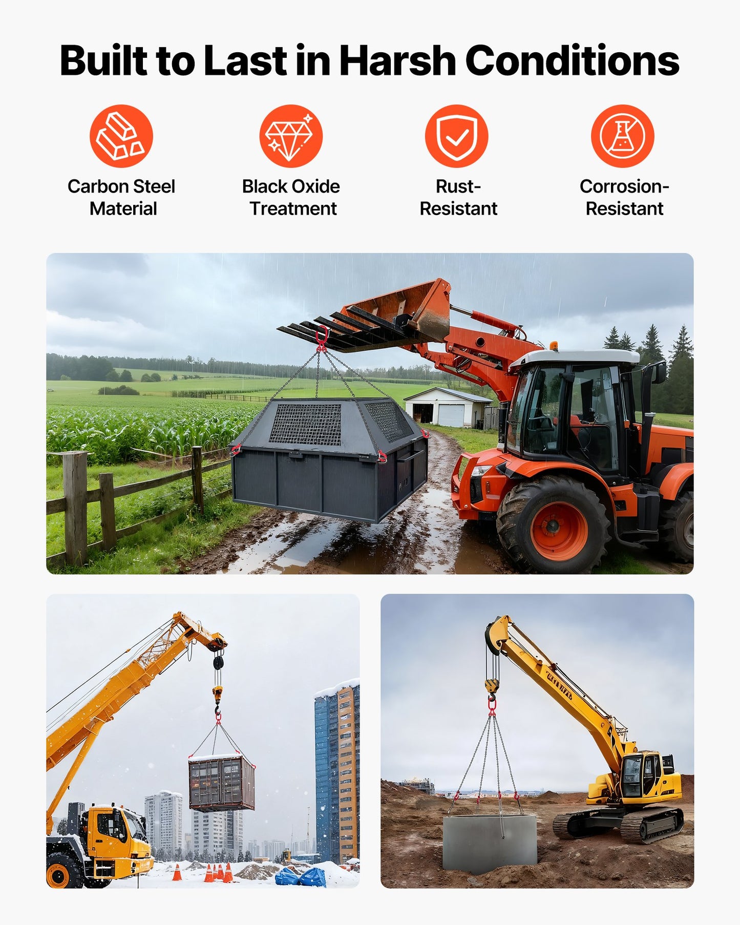 Chain Sling, 6.3mm x 1.5 m Lifting Chains with 4 Leg Grab Hooks,Heavy Duty G80 Alloy Steel Lifting Sling, 2993kg Capacity, Adjustable Engine Chain Hoist Lifts for Cargo Security Towing