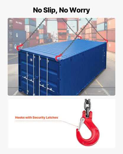 Chain Sling, 6.3mm x 1.5 m Lifting Chains with 4 Leg Grab Hooks,Heavy Duty G80 Alloy Steel Lifting Sling, 2993kg Capacity, Adjustable Engine Chain Hoist Lifts for Cargo Security Towing