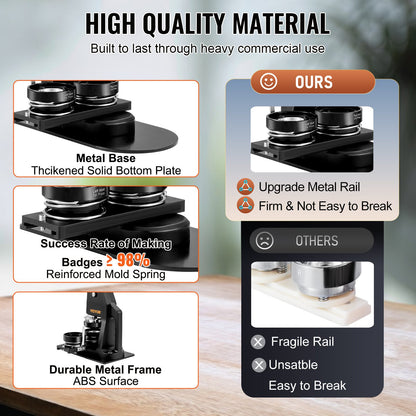 Button Maker Machine, Multiple Sizes 1.25+2.25 Inch Badge Punch Press Kit, Children DIY Gifts Pin Maker, Button Making Supplies with 500pcs Button Parts & Circle Cutter & Magic Book