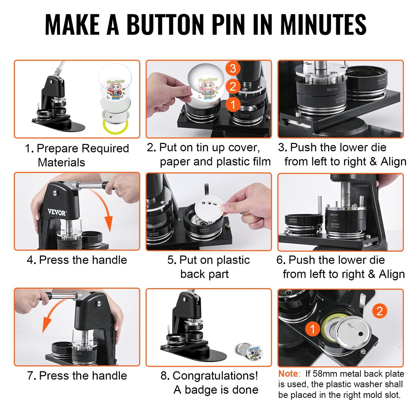Button Maker Machine, Multiple Sizes 1.25+2.25 Inch Badge Punch Press Kit, Children DIY Gifts Pin Maker, Button Making Supplies with 500pcs Button Parts & Circle Cutter & Magic Book