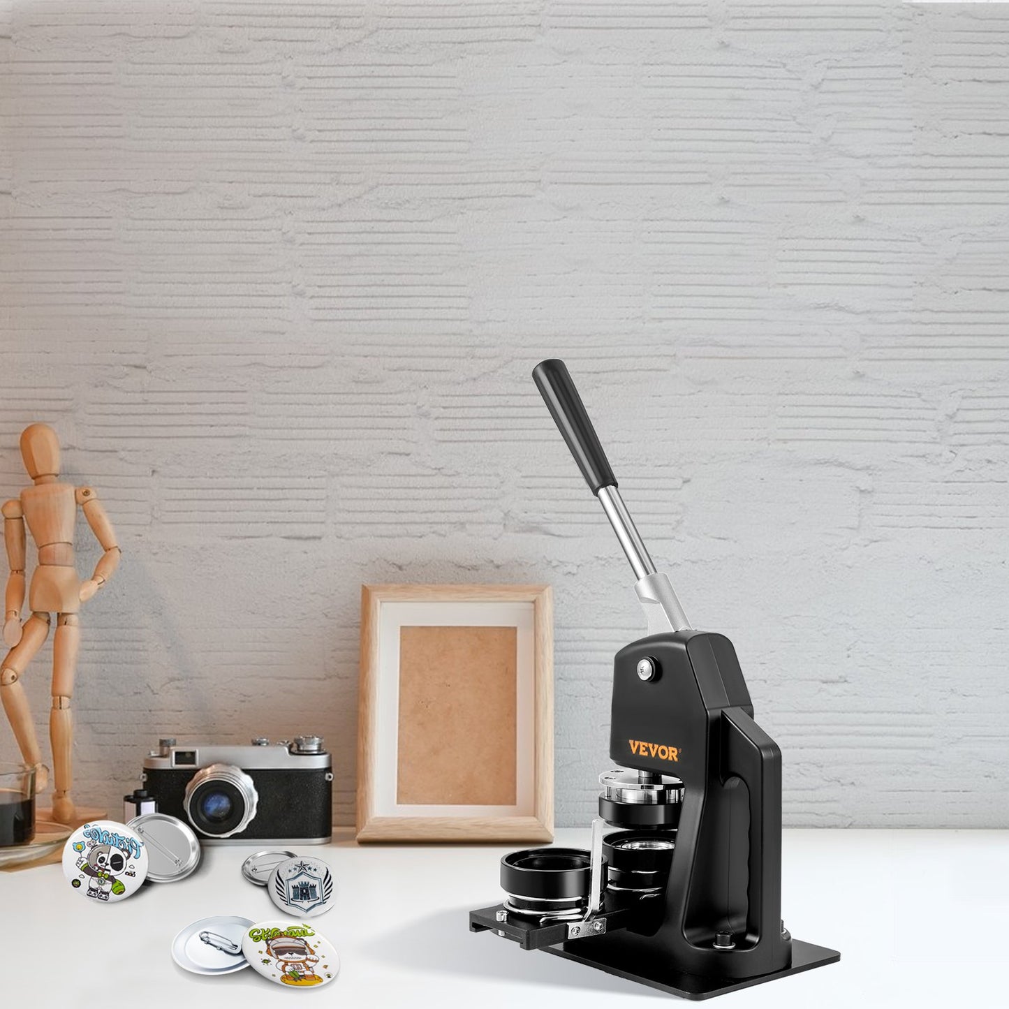 Button Maker Machine, Multiple Sizes 1.25+2.25 Inch Badge Punch Press Kit, Children DIY Gifts Pin Maker, Button Making Supplies with 500pcs Button Parts & Circle Cutter & Magic Book