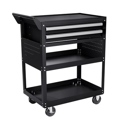 5-Tier Tool Cart with Wheels, 400 lbs Load Capacity, Rolling Work Cart with 2 Drawers & Pegboard, Mechanic Tool Storage Organizer with Locking System for Garage, Warehouse and Repair Shop, Black