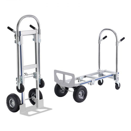 Aluminum Hand Truck, 2 in 1, 362.9 kg Load Capacity, Heavy Duty Industrial Convertible Folding Hand Truck and Dolly, Utility Cart Converts from Hand Truck to Platform Cart with Rubber Wheels
