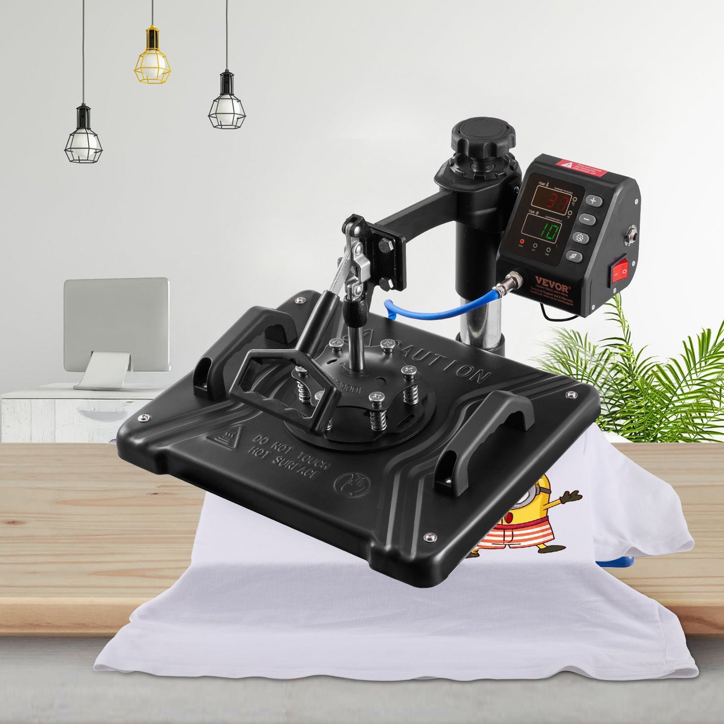 Heat Press 30.5x38.1 cm 10 In 1 Heat Press 1000W Heat Press Machine with 360°Rotation Swing Away Black 10 In 1 T-Shirt Sublimation Machine Dual-tube Heating for DIY Pens Caps Mugs and Shirts