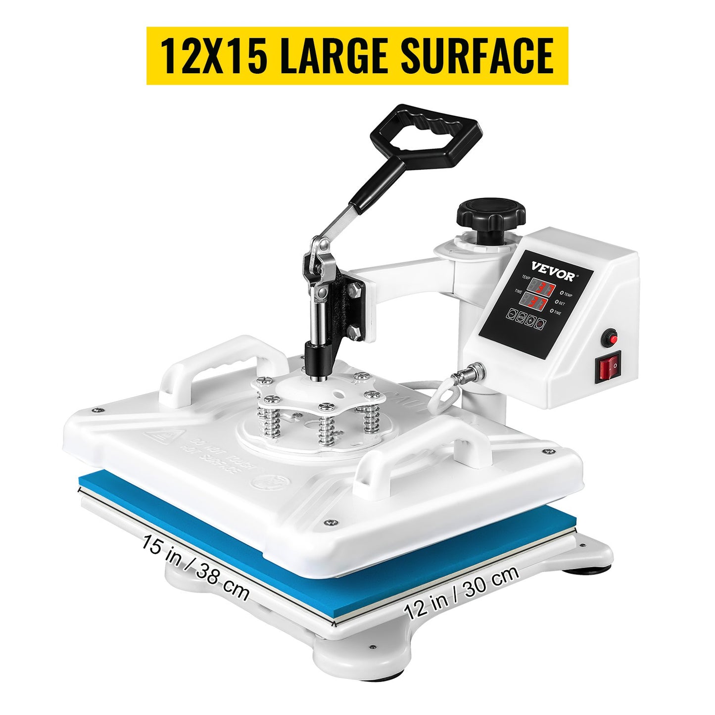 Heat Press 30.5 x 38.1 cm 5 In 1 Heat Press 1250W Heat Press Machine Swing Away White Heat Press T-Shirt Sublimation Printer Transfer 360 Degree Rotation for DIY Shoes Hat and T-Shirts