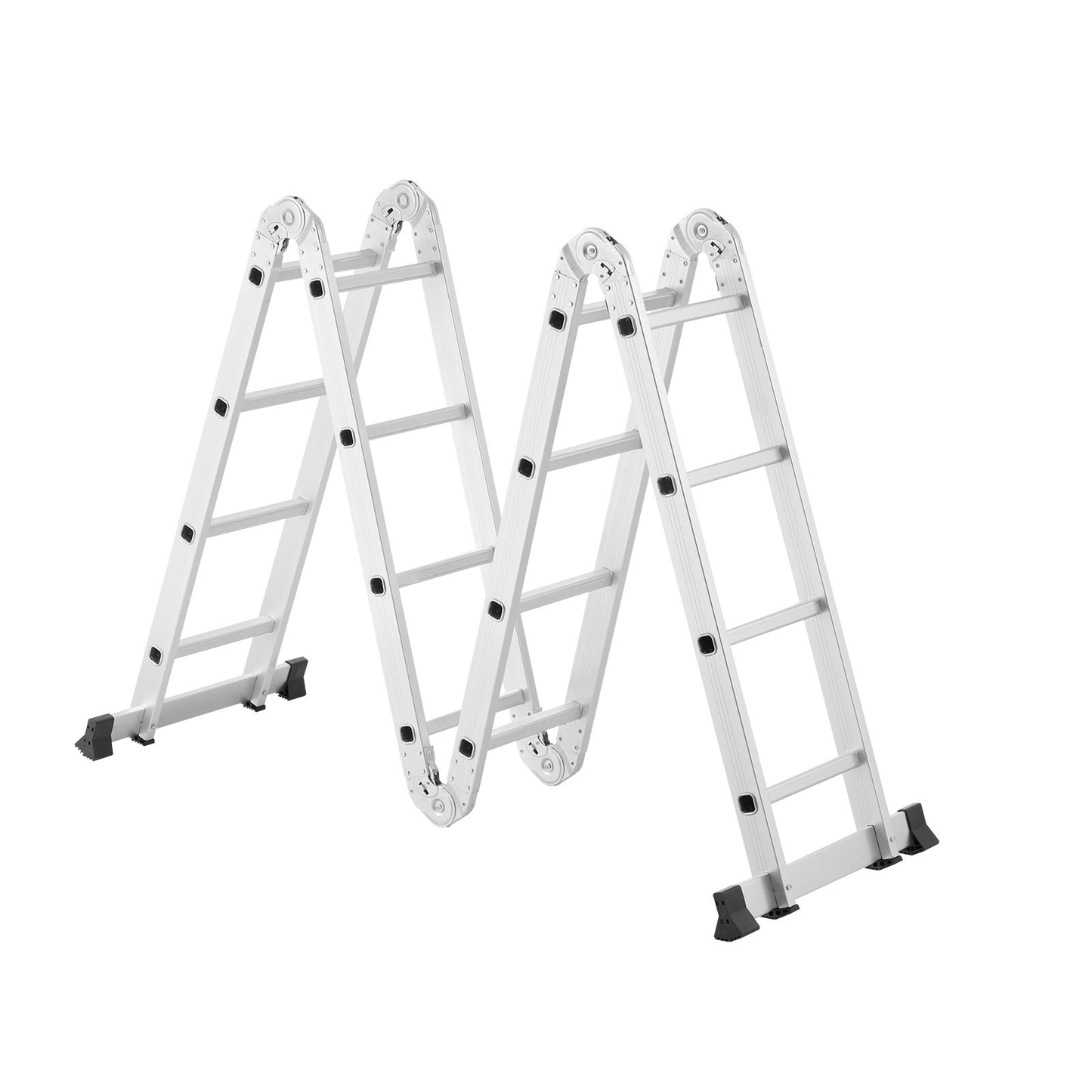 Multi-Purpose Folding Ladder, 7-in-1 Tall Extension Step Ladder, A Frame 4 Step Telescoping Ladder, 15.5ft Reach Height Heavy Duty Adjustable Ladder, 330 lbs Capacity for Home Outdoor