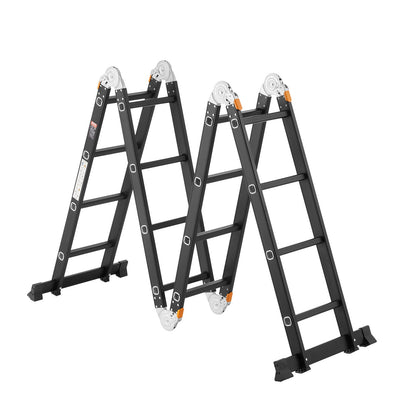Multi-Purpose Folding Ladder, 7-in-1 Tall Extension Step Ladder, A Frame 4 Step with Scaffolding Plank Telescoping Ladder, 15.5ft Reach Height Heavy Duty , 330 lbs Capacity for Home Outdoor