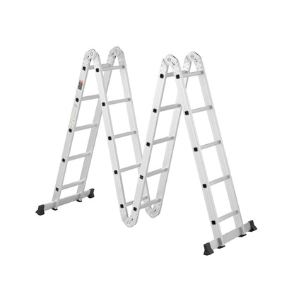 Multi-Purpose Folding Ladder, 7-in-1 Tall Extension Step Ladder, A Frame 5 Step Telescoping Ladder, 19ft Reach Height Heavy Duty Adjustable Ladder, 330 lbs Capacity for Home Outdoor Metal