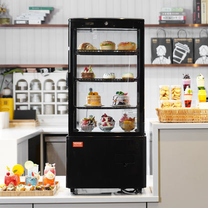 Kühlvitrine, 85 l, 3-stufig, Thekenvitrine für Gebäck, Gewerbekühlschrank mit LED-Beleuchtung, Turbokühlung, No-Frost-Luftkühlung, abschließbarer Tür für Bäckereien