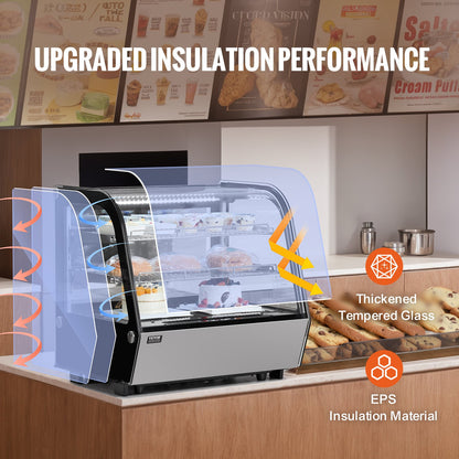 Kühlvitrine, 115 l (4,2 Kubikfuß), Thekenvitrine für Gebäck, 2-stöckige Gewerbekühlvitrine mit LED-Beleuchtung, Turbokühlung, No-Frost-Luftkühlung, für Bäckereien