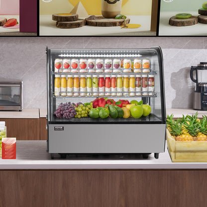 Kühlvitrine, 115 l (4,2 Kubikfuß), Thekenvitrine für Gebäck, 2-stöckige Gewerbekühlvitrine mit LED-Beleuchtung, Turbokühlung, No-Frost-Luftkühlung, für Bäckereien