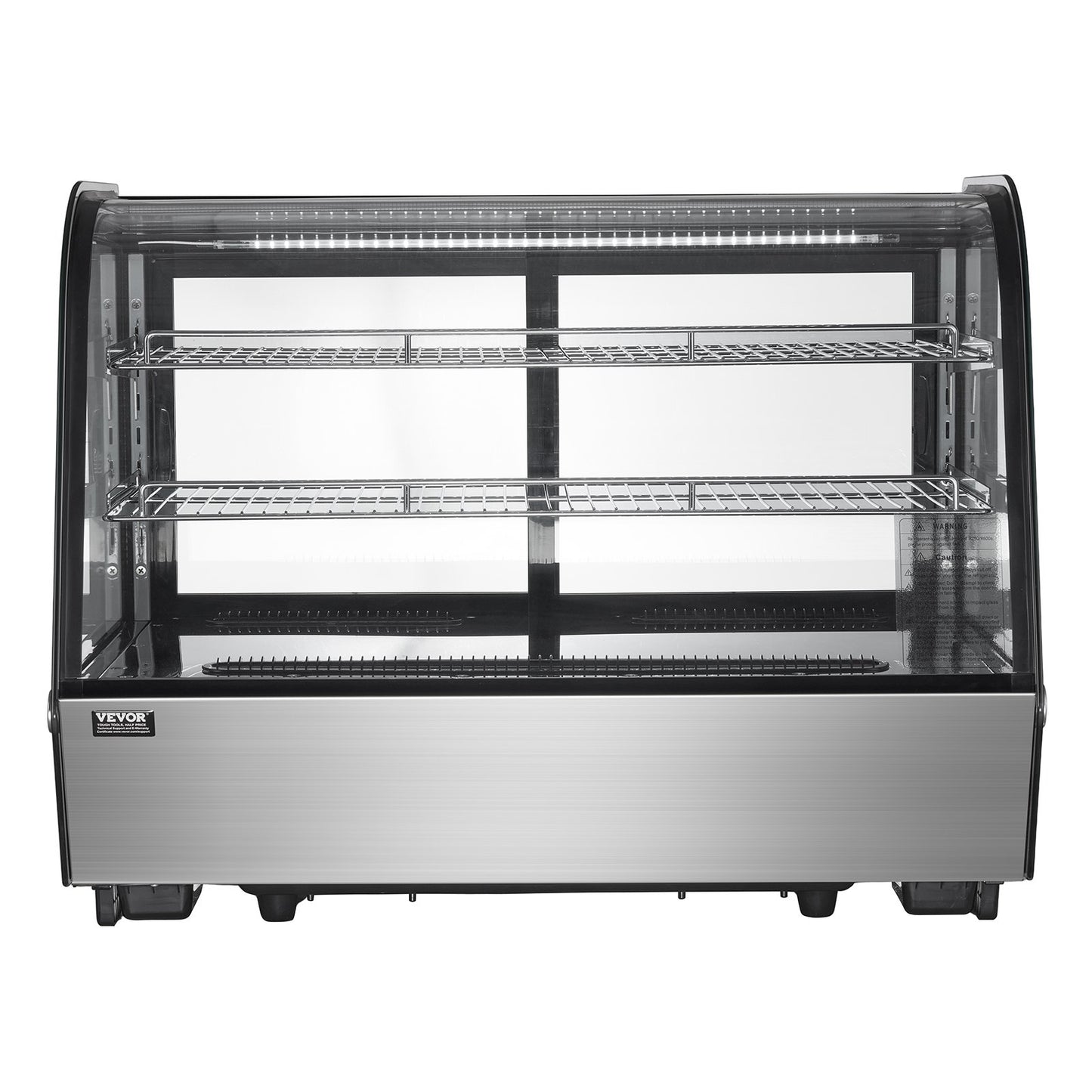 Refrigerated Display Case, 5 Cu.Ft./146L Countertop Pastry Display Case, 2-Tier Commercial Display Refrigerator with LED Lighting, TURBO Cooling, Frost-Free Air-Cooling, for Bakery