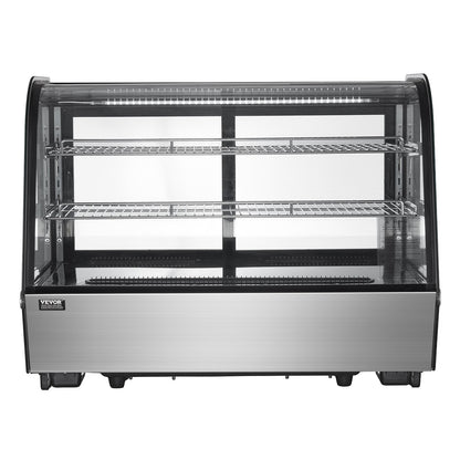 Refrigerated Display Case, 5 Cu.Ft./146L Countertop Pastry Display Case, 2-Tier Commercial Display Refrigerator with LED Lighting, TURBO Cooling, Frost-Free Air-Cooling, for Bakery